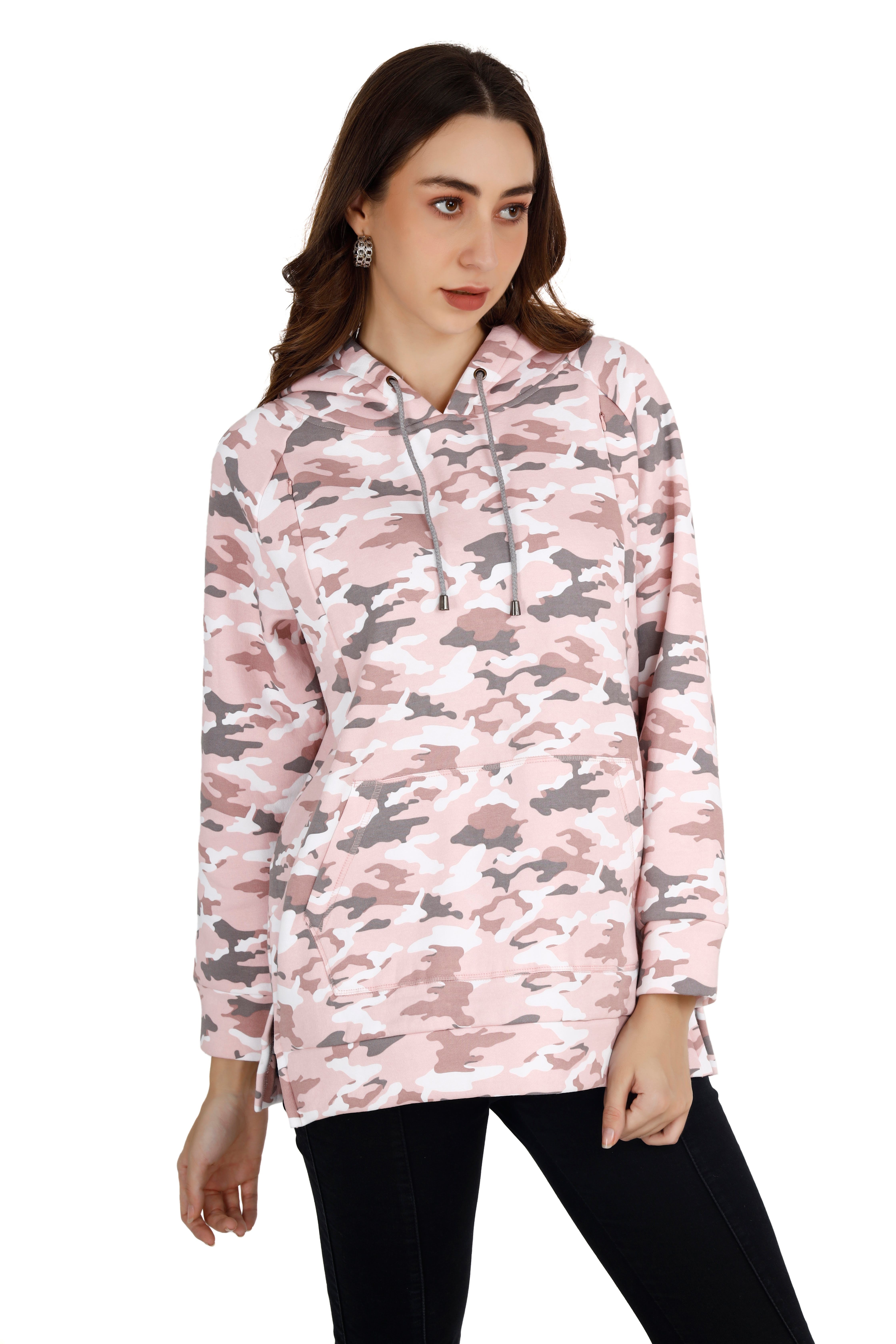 Women's Pink Army Camo Hoodie thumbnail 2
